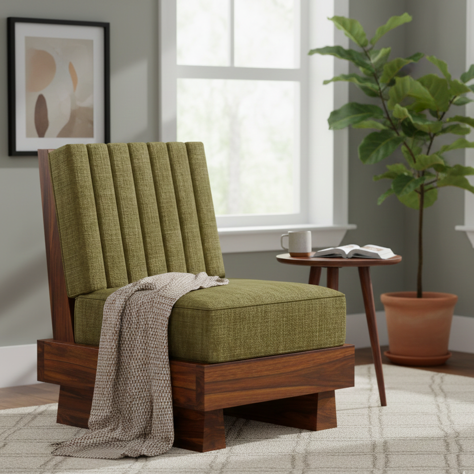 RONNY Solid Sheesham Wood Single Seater Sofa - 3 Year Warranty (LUXE EDITION)