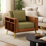 Bolt Solid Sheesham Wood Single Seater Sofa With Side Storage - 3 Year Warranty (LUXE EDITION)