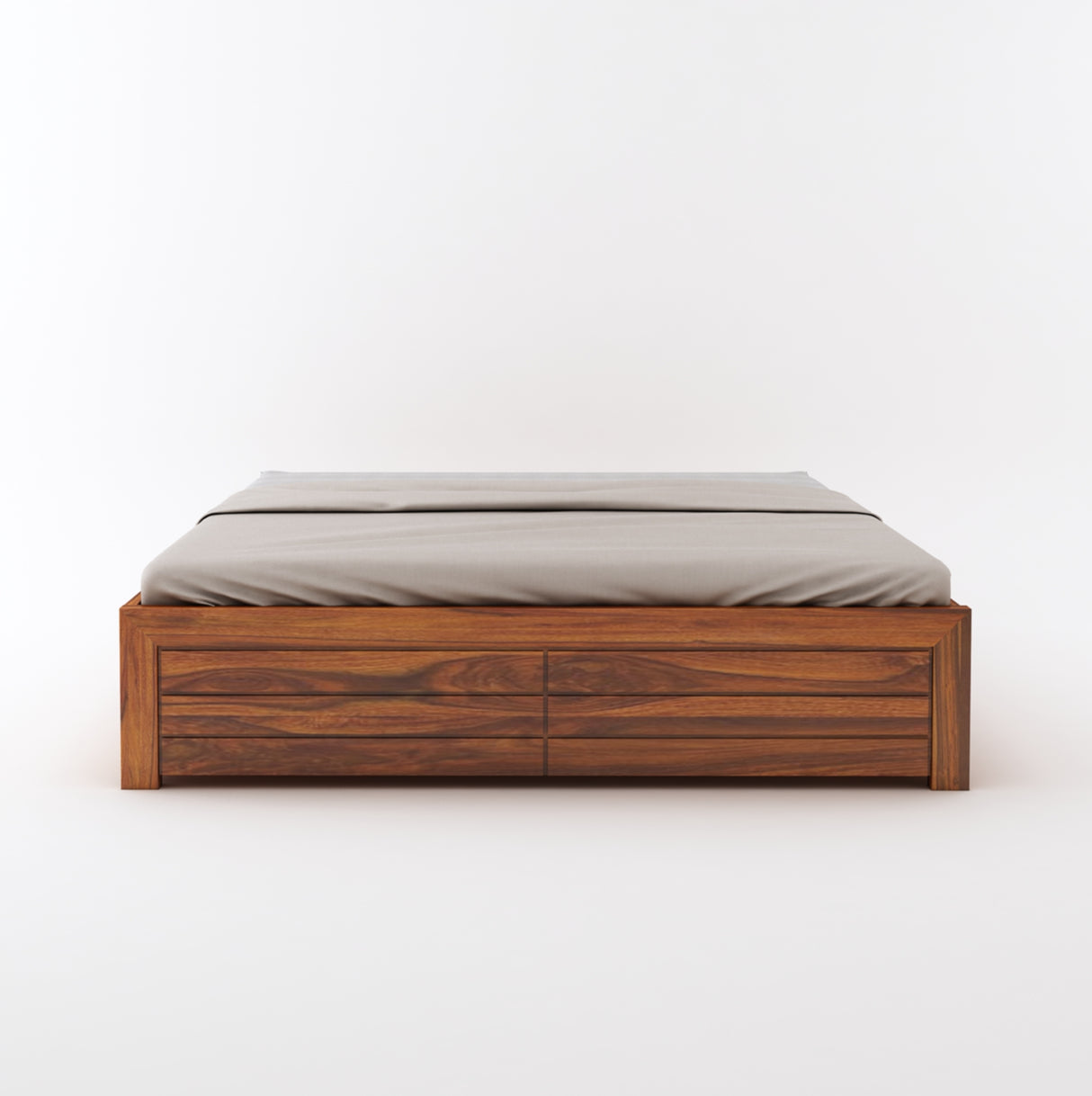 Italian Solid Sheesham Wood Bed With Box Storage Without Headboard - 3 Years Warranty