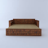 OSLO Solid Sheesham Wood 3 Seater Sofa Cum Bed With Headboard and Mini Storage - 3 Years Warranty