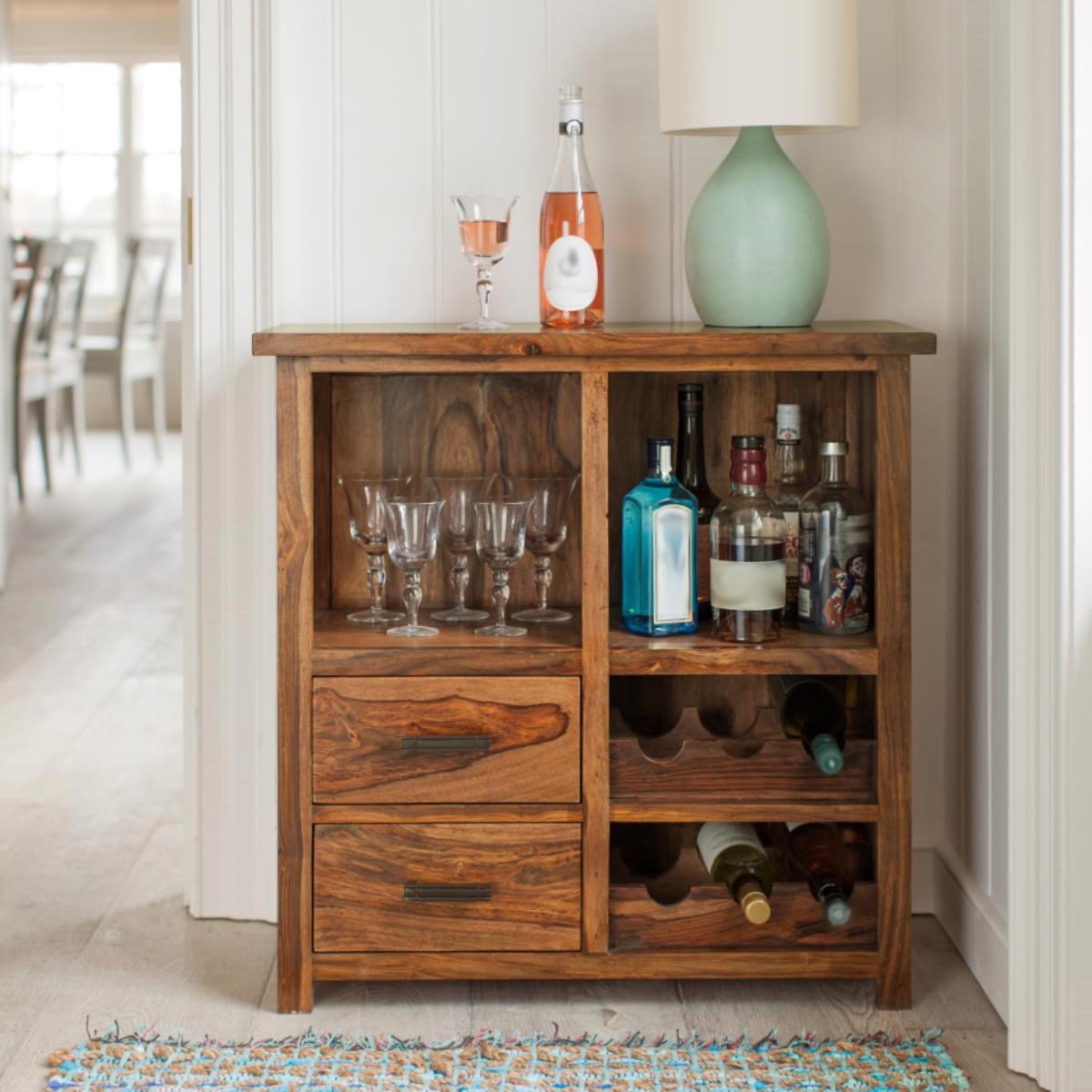 Jaipur Solid Sheesham Wood Wine Display Unit - 3 Years Warranty