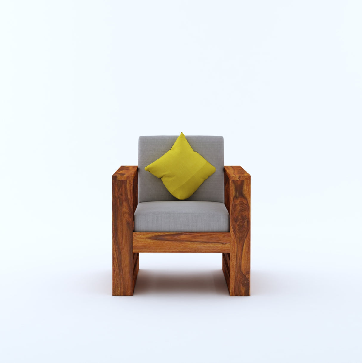 Lurid Solid Sheesham Wood Single Seater Sofa - 3 Years Warranty