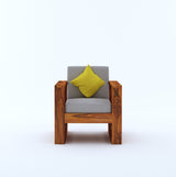Lurid Solid Sheesham Wood Single Seater Sofa - 3 Years Warranty