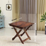 Retro Solid Sheesham Wood Folding Stool - 3 years Warranty