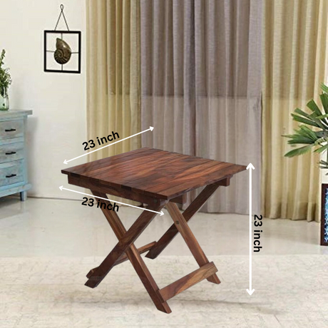 Retro Solid Sheesham Wood Folding Stool - 1 Year Warranty