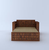 OSLO Solid Sheesham Wood 2 Seater Sofa Cum Bed With Headboard and Mini Storage - 3 Years Warranty