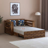 Italian Solid Sheesham Wood 2 Seater Sofa Cum Bed With Side Pockets - 3 Years Warranty