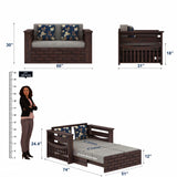 Italian Solid Sheesham Wood 2 Seater Sofa Cum Bed With Side Pockets - 3 Years Warranty