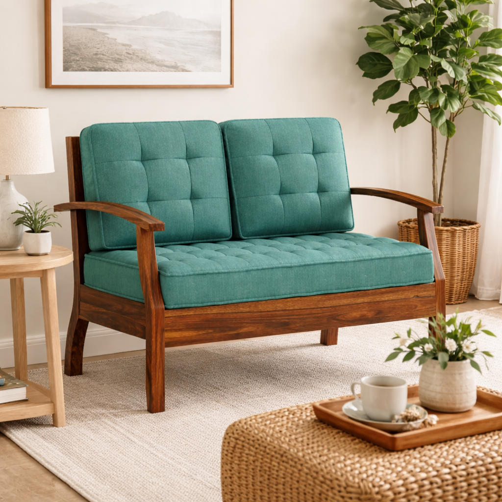RAYON Solid Sheesham Wood 2 Seater Sofa - 3 Year Warranty (LUXE EDITION)