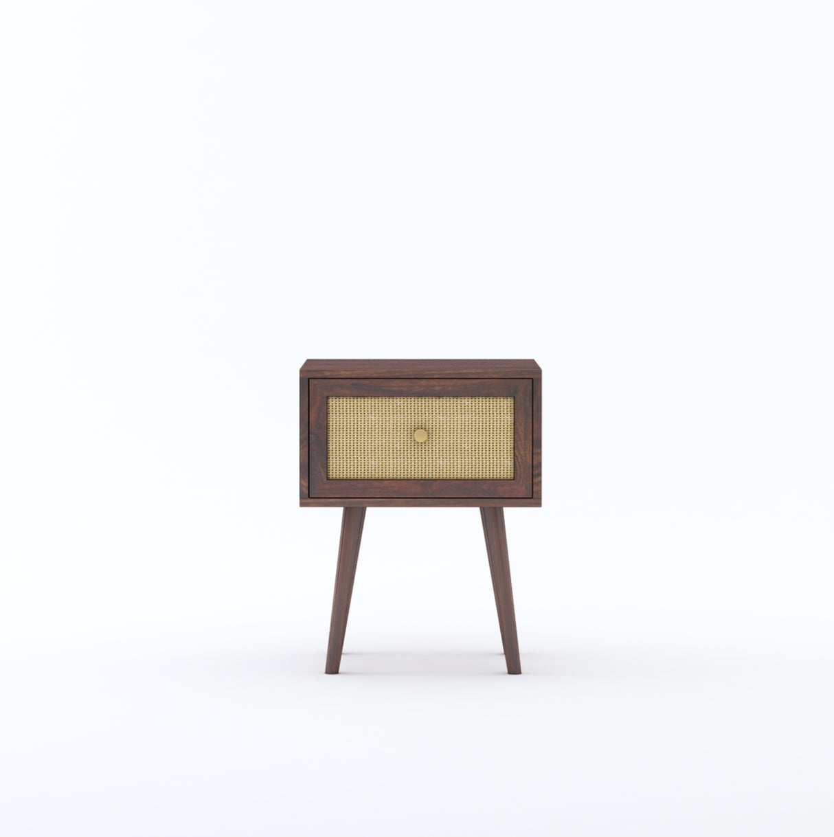 Syrus Solid Sheesham Wood One Drawer Bedside Cane - 3 Years Warranty