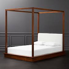 Elley Solid Sheesham Wood Platfrom Poster Bed with upholstered Headboard - 3 Years Warranty