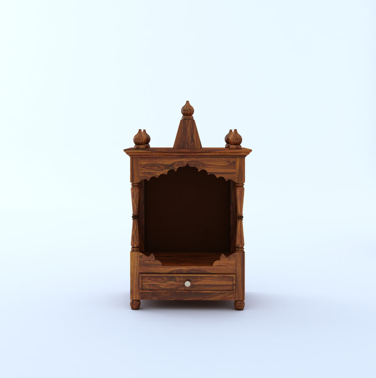 Vinayaka Solid Sheesham Wood Temple/Mandir With One Drawer Storage - 3 Years Warranty