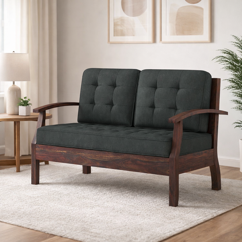 RAYON Solid Sheesham Wood 2 Seater Sofa - 3 Year Warranty (LUXE EDITION)
