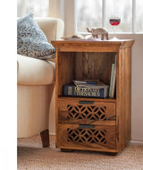 Jodhpur Solid Sheesham Wood Bedside Table  With Storage - 3 Years Warranty