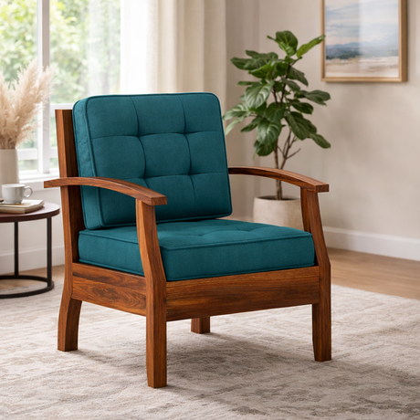 RAYON Solid Sheesham Wood Single Seater Sofa - 3 Year Warranty (LUXE EDITION)