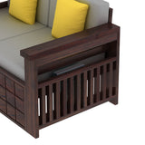 Oslo Solid Sheesham Wood 2 Seater Sofa With Side Pockets - 3 Years Warranty