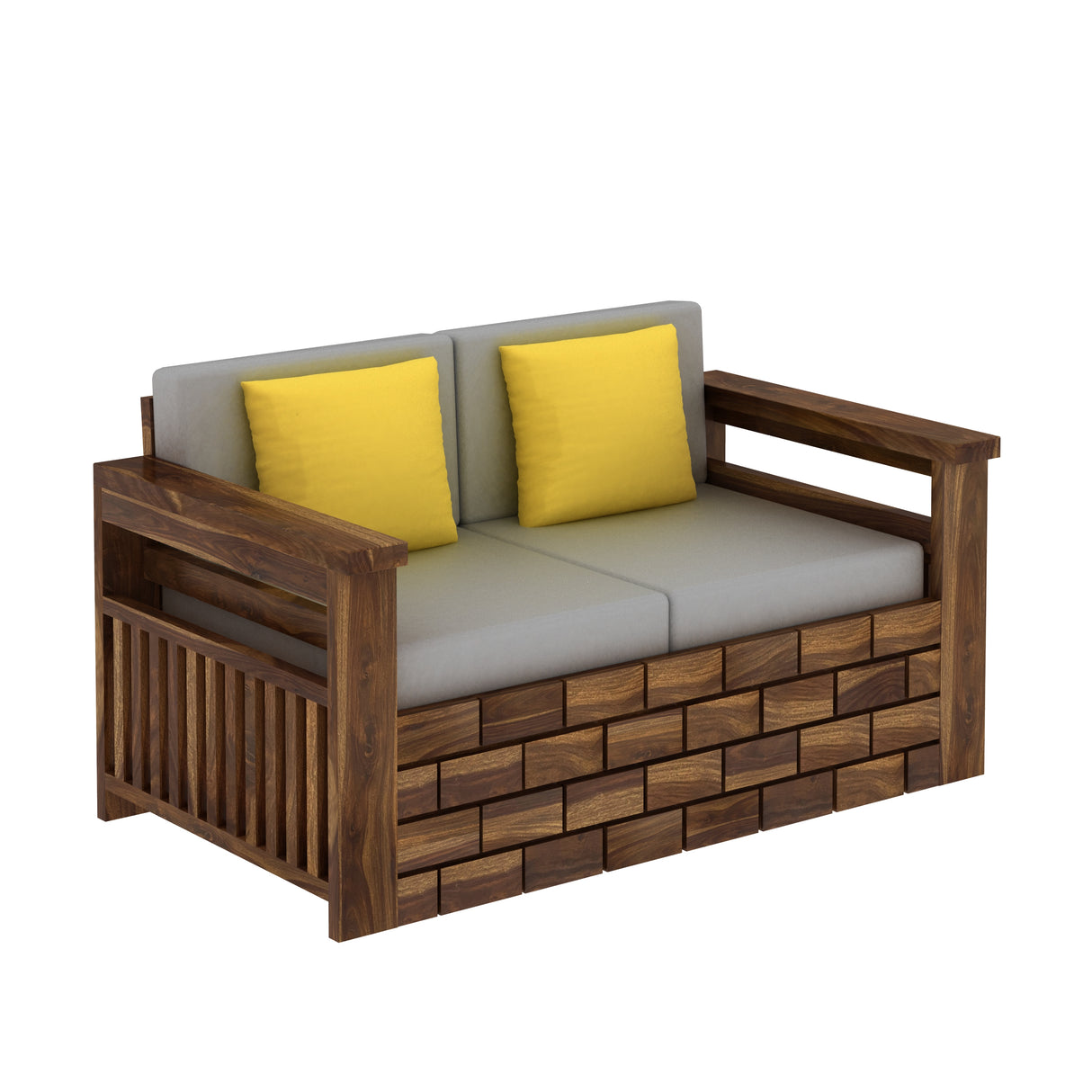 Italian Solid Sheesham Wood Two Seater Sofa - 3 Years Warranty