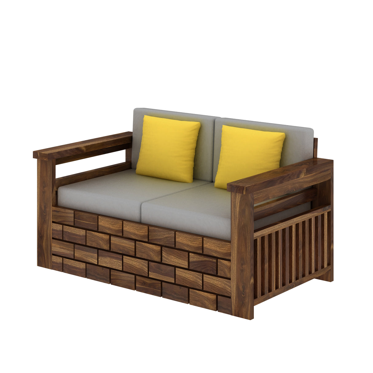 Italian Solid Sheesham Wood Two Seater Sofa - 3 Years Warranty