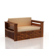 Italian Solid Sheesham Wood 2 Seater Sofa Cum Bed With Side Pockets - 3 Years Warranty