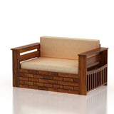 Italian Solid Sheesham Wood 2 Seater Sofa Cum Bed With Side Pockets - 3 Years Warranty