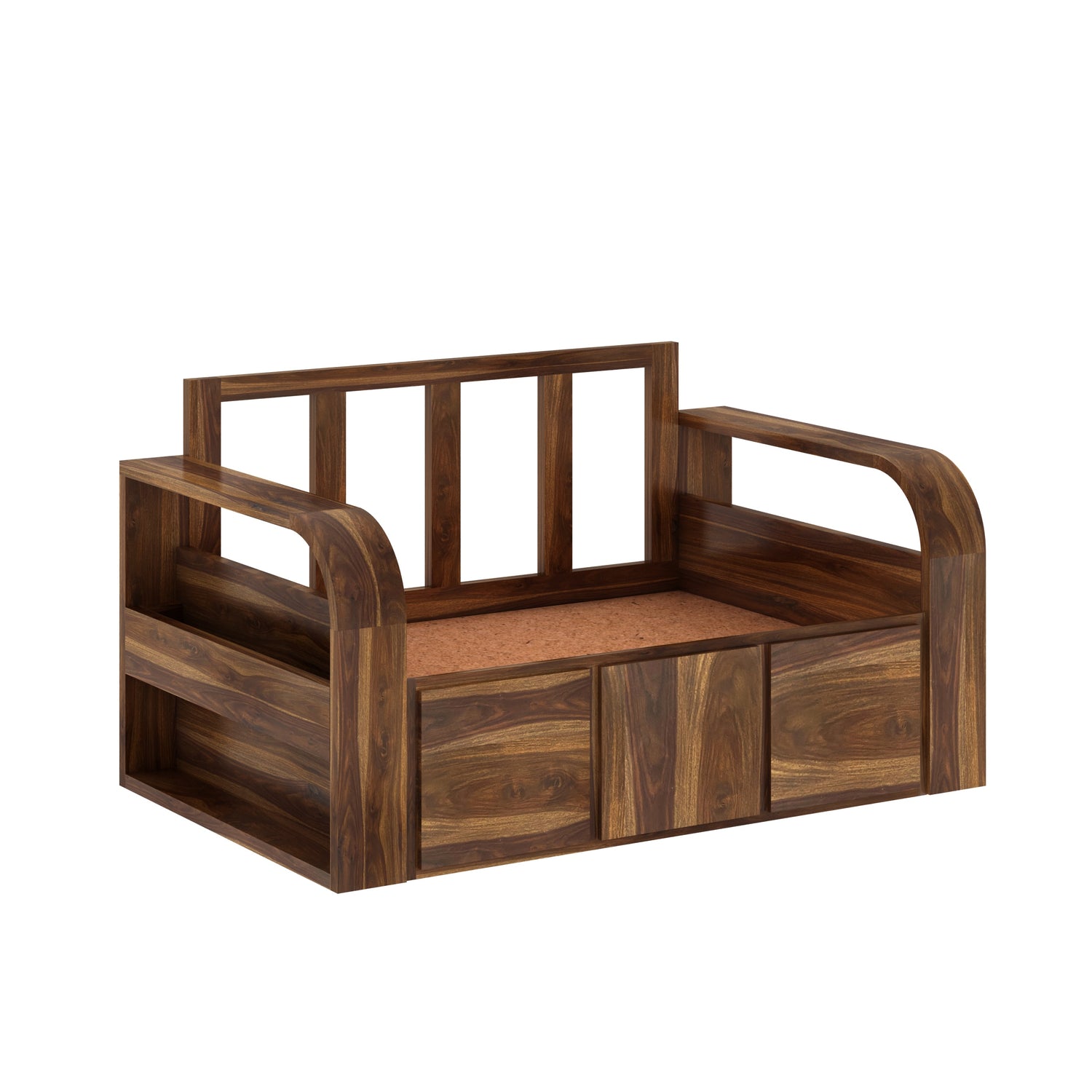 Scott Solid Sheesham Wood 2 Seater Sofa Cum Bed With Mini Storage - 3 Years Warranty