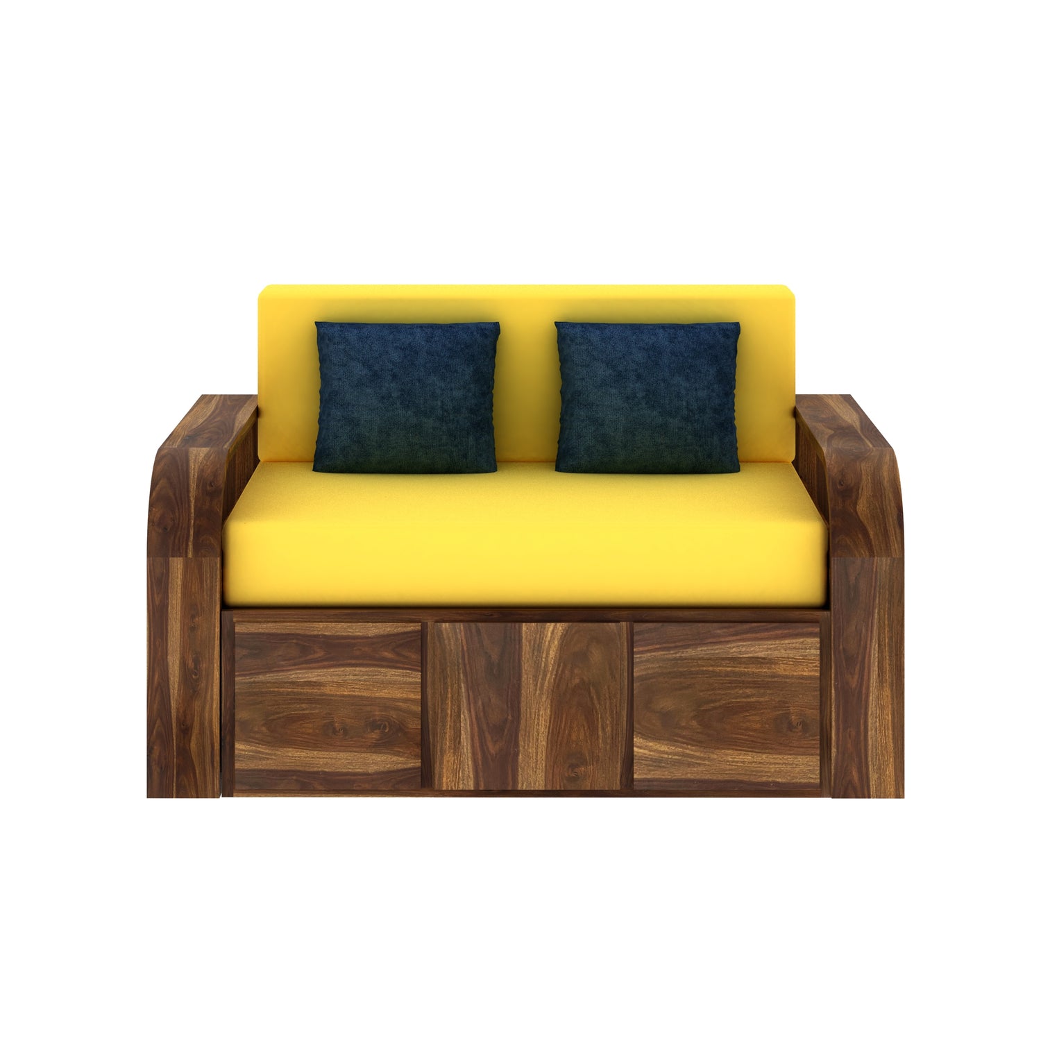 Scott Solid Sheesham Wood 2 Seater Sofa Cum Bed With Mini Storage - 3 Years Warranty