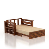 Italian Solid Sheesham Wood 2 Seater Sofa Cum Bed With Side Pockets - 3 Years Warranty
