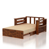 Italian Solid Sheesham Wood 2 Seater Sofa Cum Bed With Side Pockets - 3 Years Warranty