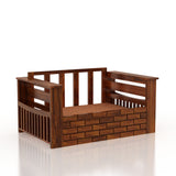 Italian Solid Sheesham Wood 2 Seater Sofa Cum Bed With Side Pockets - 3 Years Warranty