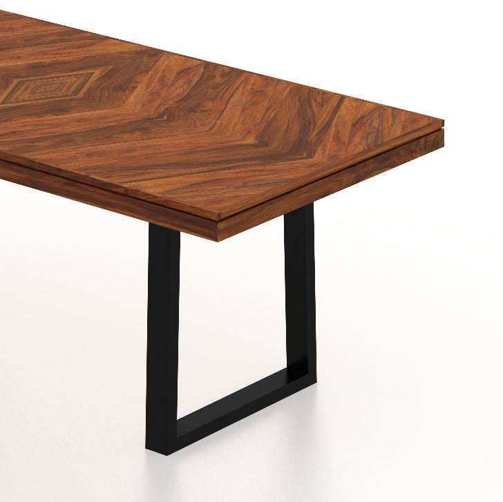 Wave Solid Sheesham Wood 6 Seater Dining Table - 3 Years Warranty