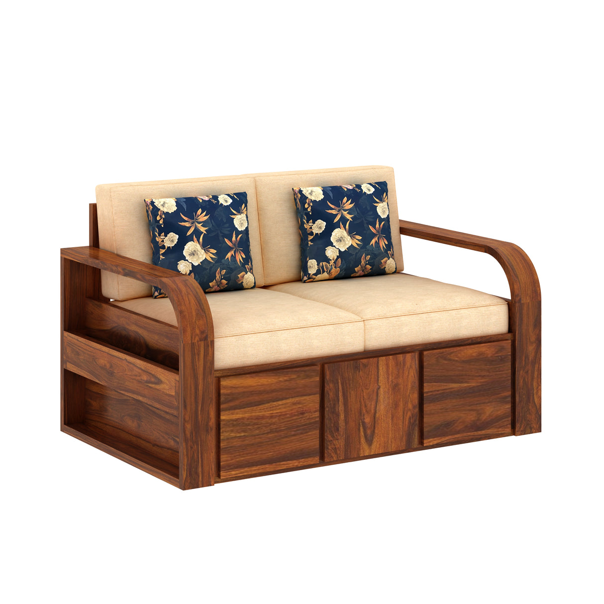 Scott Solid Sheesham Wood Two Seater Sofa - 1 Year Warranty