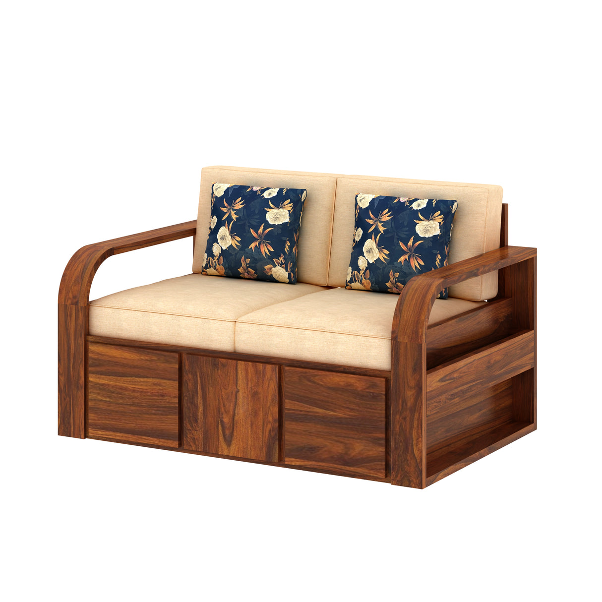 Scott Solid Sheesham Wood Two Seater Sofa - 1 Year Warranty