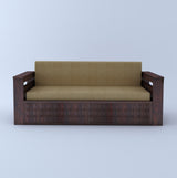 OSLO Solid Sheesham Wood 3 Seater Sofa Cum Bed With Mini Storage and Side Pockets - 3 Years Warranty