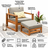 Euro Solid Sheesham Wood Single Seater Sofa With Foot Rest - 3 Years Warranty