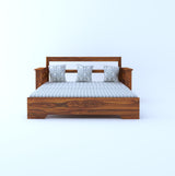 Foster Solid Sheesham Wood 3 Seater Sofa Cum Bed With Side Pockets FLORAL - 3 Years Warranty