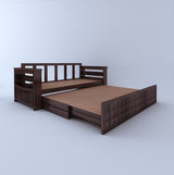 OSLO Solid Sheesham Wood 3 Seater Sofa Cum Bed With Mini Storage and Side Pockets - 3 Years Warranty