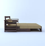 Foster Solid Sheesham Wood 3 Seater Sofa Cum Bed With Side Pockets - 3 Years Warranty