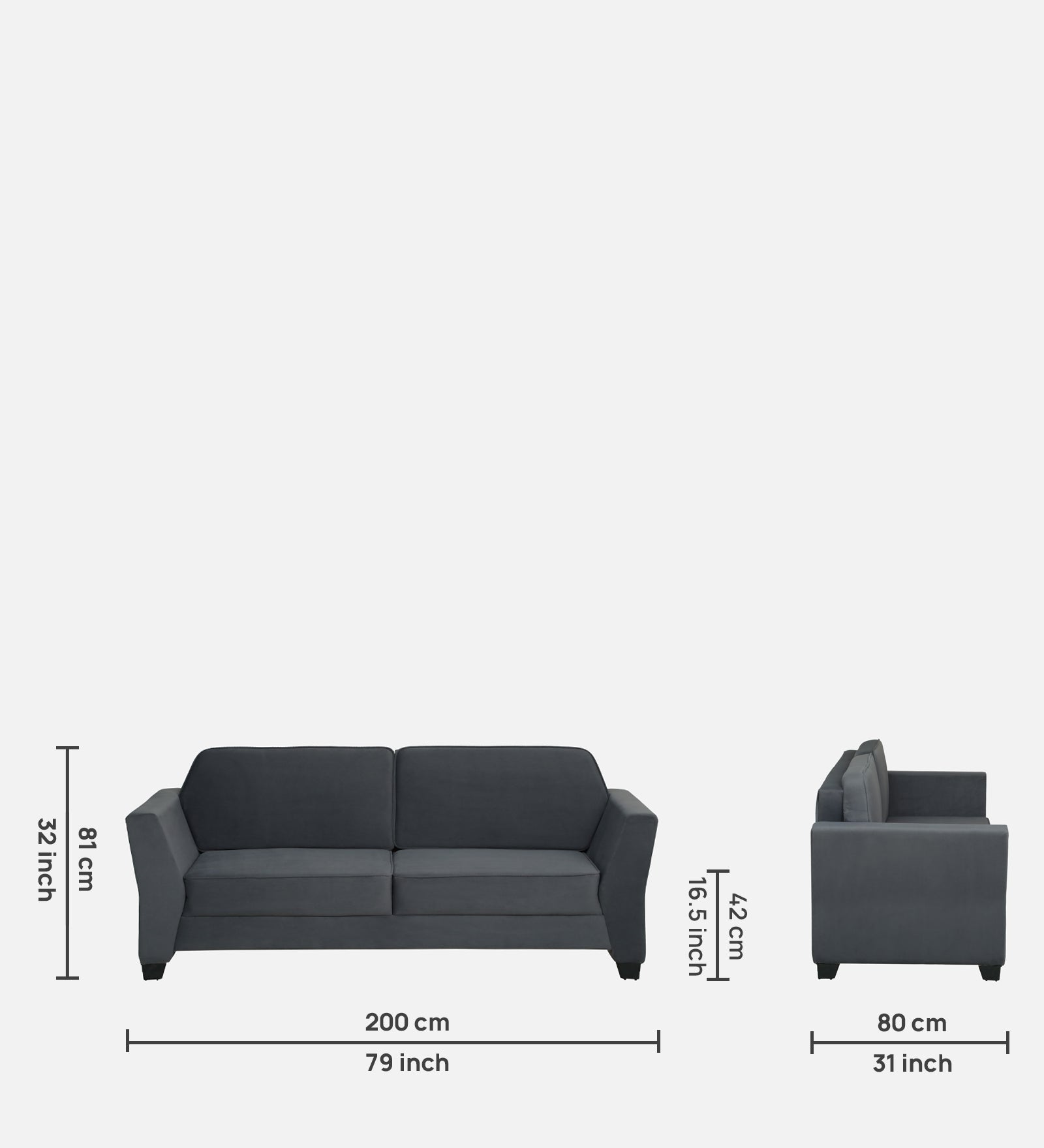 SANTORI Three Seater Upholstered Sofa Velvet - 12 Months Warranty - TAR features