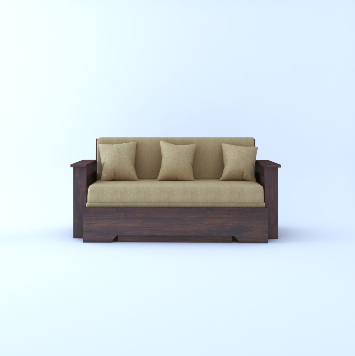 Foster Solid Sheesham Wood 3 Seater Sofa Cum Bed With Side Pockets - 3 Years Warranty