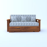 Foster Solid Sheesham Wood 3 Seater Sofa Cum Bed With Side Pockets FLORAL - 3 Years Warranty