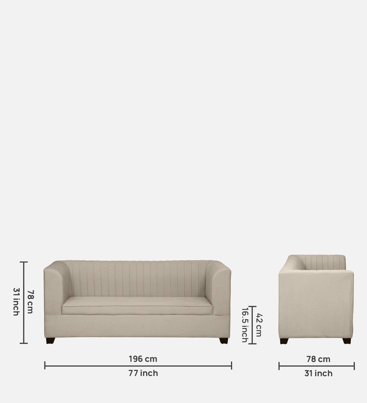VENUS Three Seater Upholstered Sofa Velvet - 12 Months Warranty - SEASAME