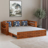 Italian Solid Sheesham Wood 3 Seater Sofa Cum Bed With Mini Storage and Side Pockets - 3 Years Warranty