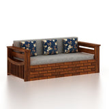 Italian Solid Sheesham Wood 3 Seater Sofa Cum Bed With Mini Storage and Side Pockets - 3 Years Warranty