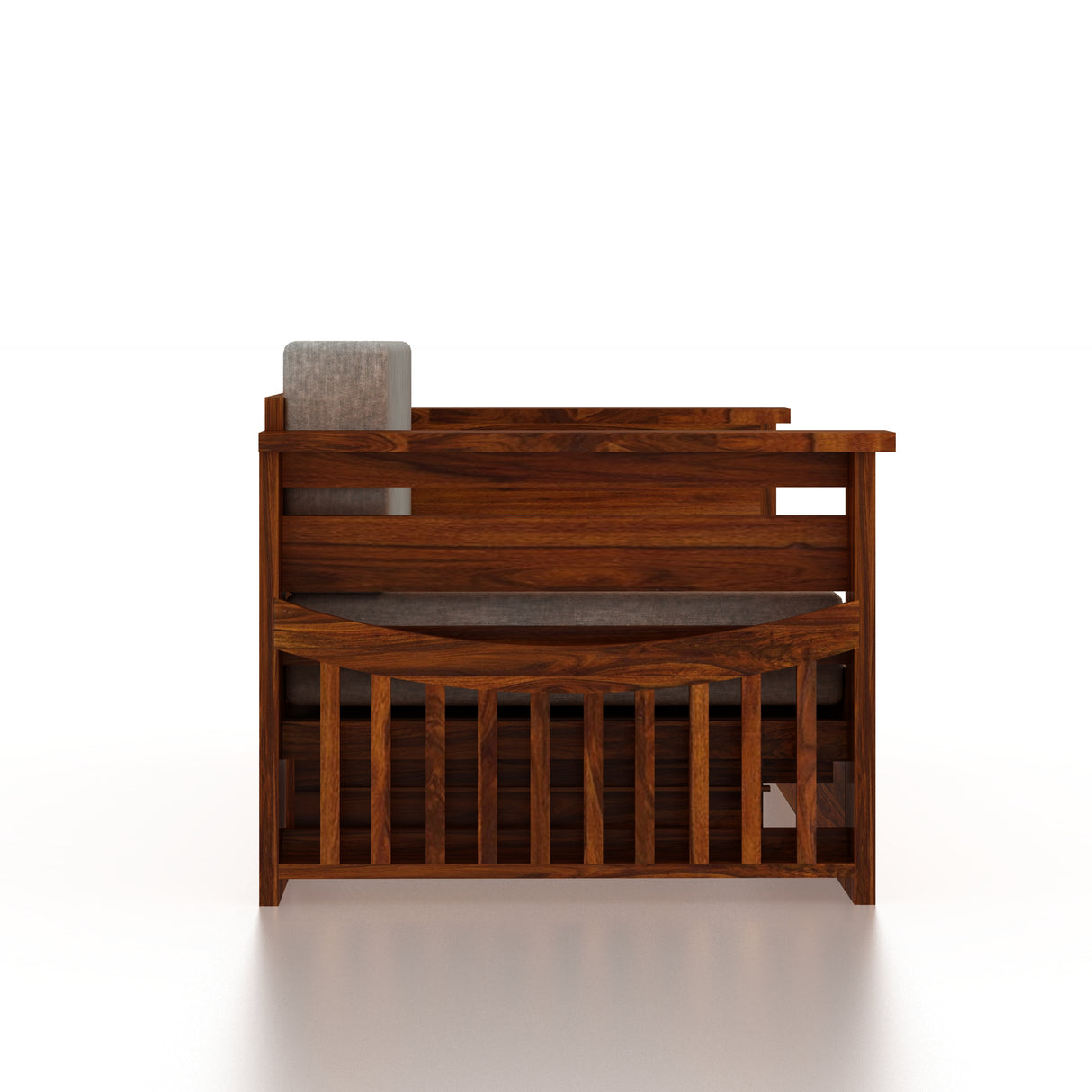 Italian Solid Sheesham Wood 3 Seater Sofa Cum Bed With Mini Storage and Side Pockets - 3 Years Warranty