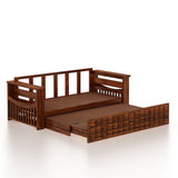 OSLO Solid Sheesham Wood 3 Seater Sofa Cum Bed With Mini Storage and Side Pockets - 3 Years Warranty