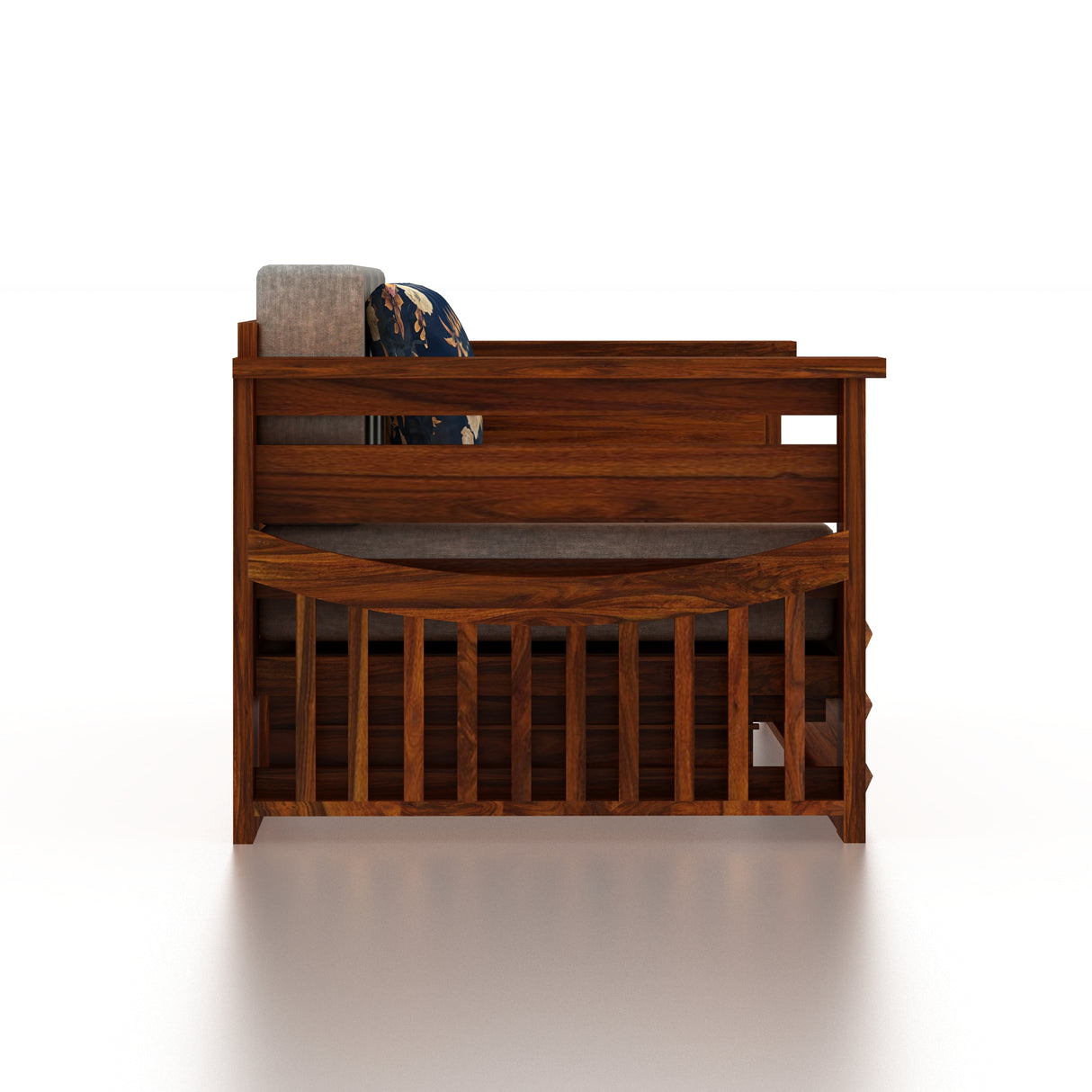 OSLO Solid Sheesham Wood 3 Seater Sofa Cum Bed With Mini Storage and Side Pockets - 3 Years Warranty