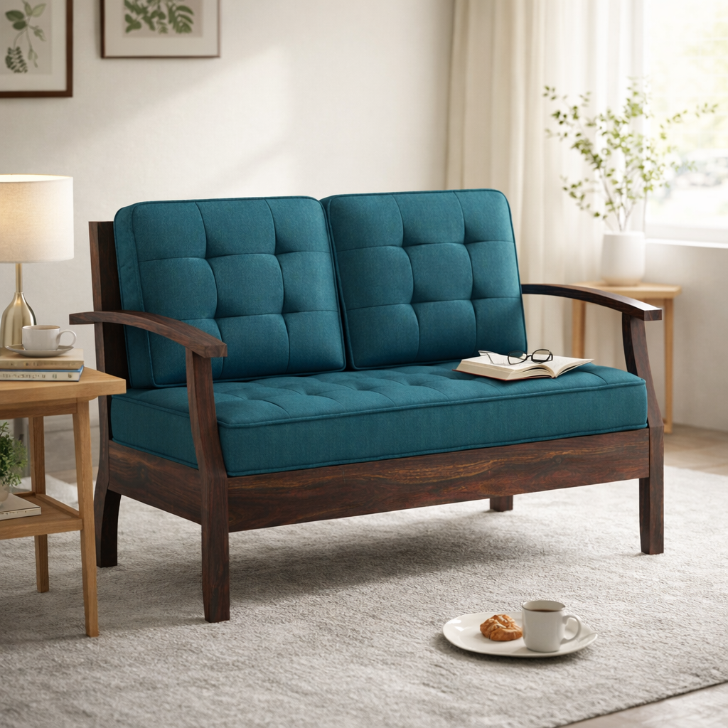 RAYON Solid Sheesham Wood 2 Seater Sofa - 3 Year Warranty (LUXE EDITION)