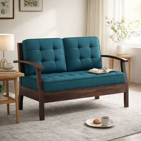 RAYON Solid Sheesham Wood 2 Seater Sofa - 3 Year Warranty (LUXE EDITION)