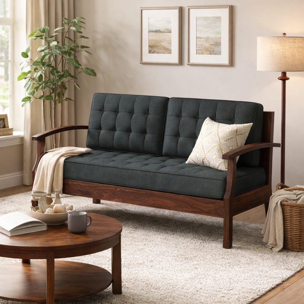 RAYON Solid Sheesham Wood 3 Seater Sofa - 3 Year Warranty (LUXE EDITION)