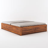 Italian Solid Sheesham Wood Bed With Hydraulic Storage Without Headboard - 3 Years Warranty